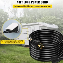 VEVOR Generator Extension Cord 40 Foot 10 Gauge Extension Wire 30 Amp SJTW Cable