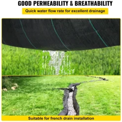 VEVOR Geotextile Fabric, 12.5 x 50 ft 3.5oz Woven PP Driveway Drain Cloth with 600lbs Tensile Strength, Heavy Duty Underlayment for Soil Stabilization, Landscaping, Weed Barrier, 12.5FT50FT-3.5OZ, Bla