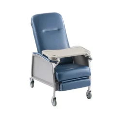 VEVOR Geri Chair Recliner, 3-Position Reclining Geri Chair, Movable Medical Recliner Chairs with 4 Wheels, Soft Padded Seat & Detachable Tray, Ideal for Hospital, Nursing Home, and Geriatric Home Care