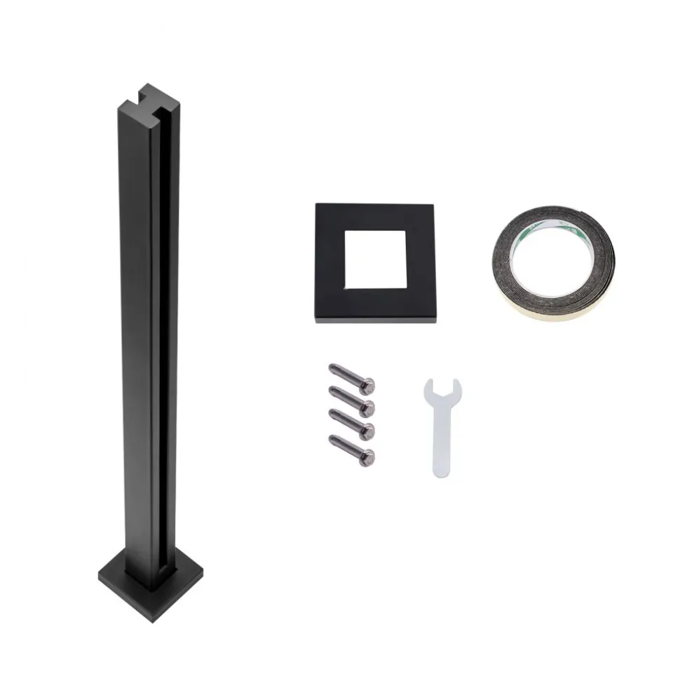 VEVOR Glass Clamp, 37.4" Height Glass Railing Bracket for 0.39 "-0.47 " Thickness Tempered Glass, 304 Stainless Steel Glass Mounting Clamp, Glass Shelf Bracket for Balcony, Garden, Deck, Stair, Black