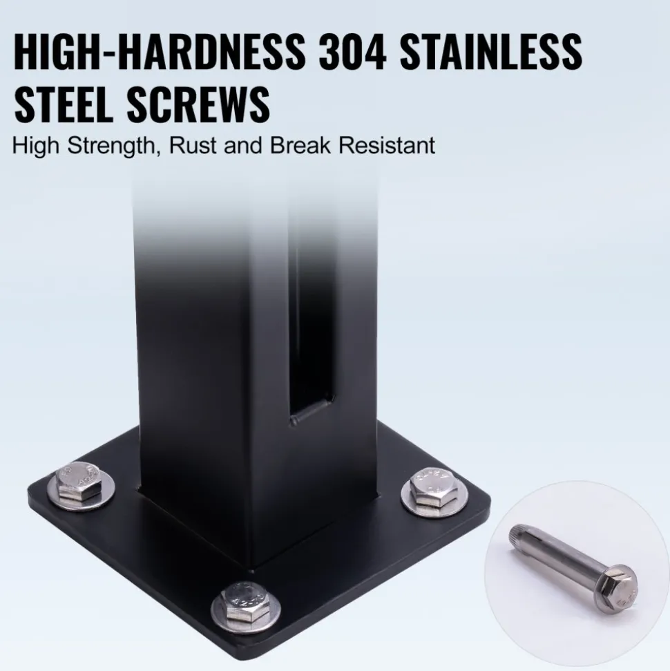 VEVOR Glass Clamp, 37.4" Height Glass Railing Bracket for 0.39 "-0.47 " Thickness Tempered Glass, 304 Stainless Steel Glass Mounting Clamp, Glass Shelf Bracket for Balcony, Garden, Deck, Stair, Black