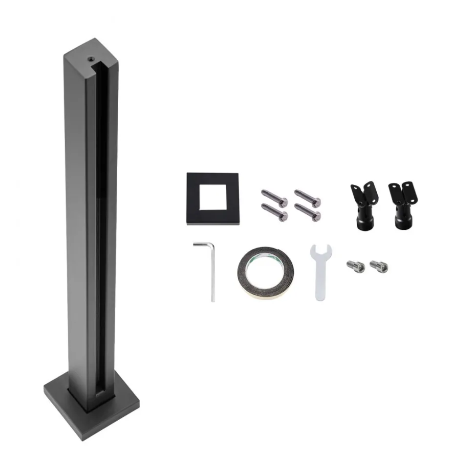 VEVOR Glass Clamp, 35.83" Height Glass Railing Bracket for 0.39 "-0.47 " Thickness Tempered Glass, 304 Stainless Steel Glass Mounting Clamp, Glass Shelf Bracket for Balcony, Garden, Deck, Stair, Black