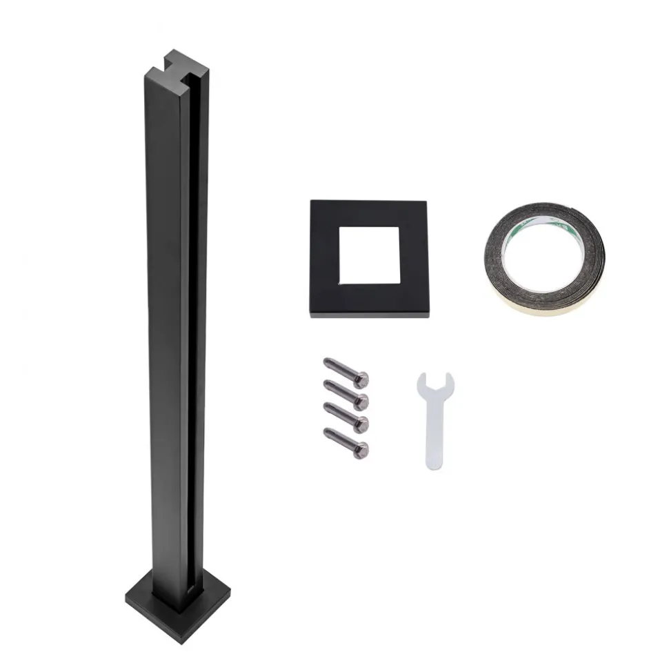 VEVOR Glass Clamp, 41.34" Height Glass Railing Bracket for 0.39 "-0.47 " Thickness Tempered Glass, 304 Stainless Steel Glass Mounting Clamp, Glass Shelf Bracket for Balcony, Garden, Deck, Stair, Black