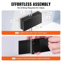 VEVOR Glass Clamp, 4 PCS Rectangle Glass Railing Bracket for 0.31 