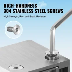 VEVOR Glass Clamp, 4 PCS Square Glass Railing Bracket for 0.31 "-0.47 " Tempered Glass, 304 Stainless Steel Glass Mounting Clamp, Glass Shelf Bracket for Balcony, Garden, Pool, Stair, Silver