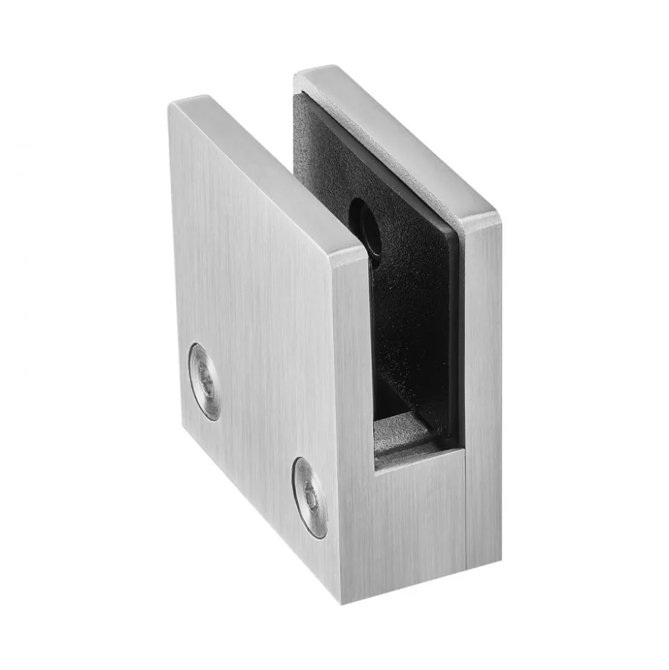 VEVOR Glass Clamp, 4 PCS Square Glass Railing Bracket for 0.31 "-0.47 " Tempered Glass, 304 Stainless Steel Glass Mounting Clamp, Glass Shelf Bracket for Balcony, Garden, Pool, Stair, Silver