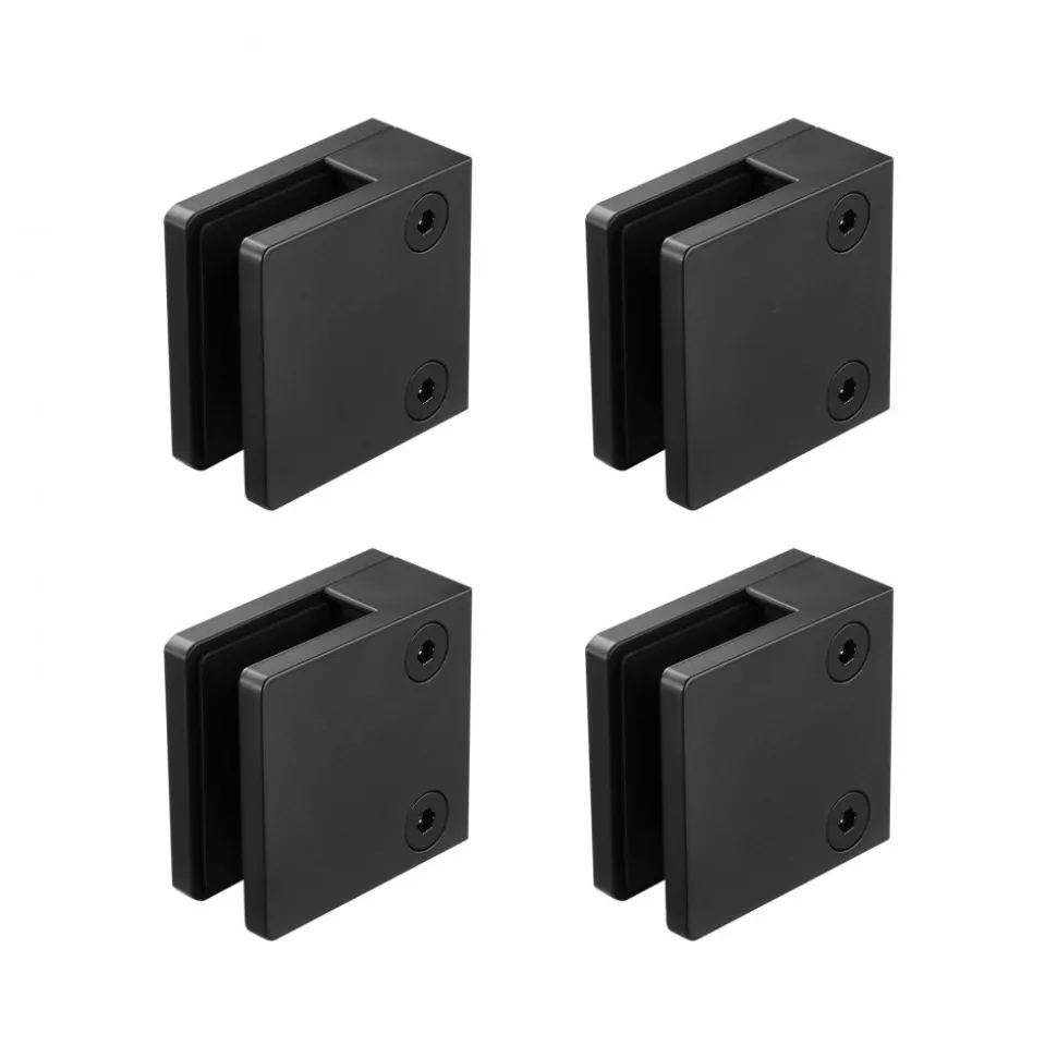 VEVOR Glass Clamp, 40 PCS Square Glass Railing Bracket for 0.31 "-0.47 " Tempered Glass, 304 Stainless Steel Glass Mounting Clamp, Glass Shelf Bracket for Balcony, Garden, Deck, Stair, Black