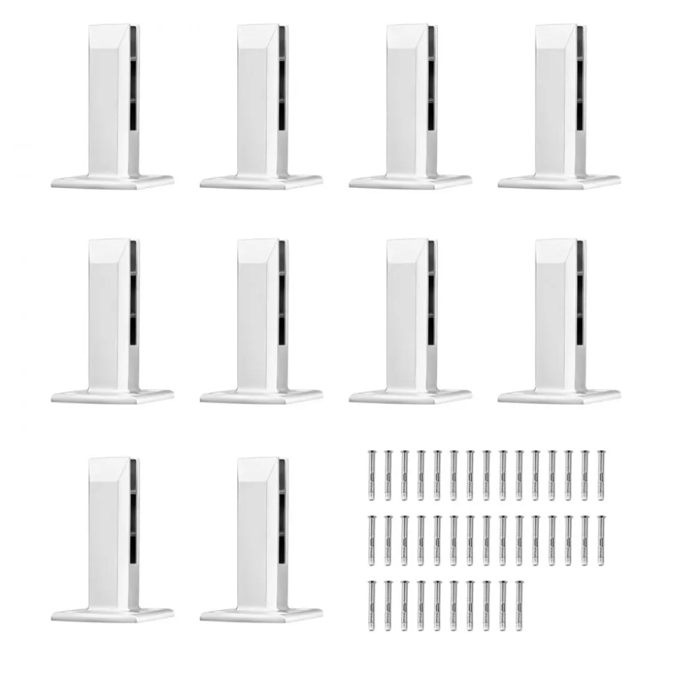 VEVOR Glass Clamp, 10 PCS Square Glass Railing Bracket for 0.31 "-0.47 " Tempered Glass, 304 Stainless Steel Glass Mounting Clamp, 0.12” Thick Glass Shelf Bracket for Balcony, Garden, Stair, Silver