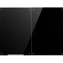 VEVOR Glass Dry Erase Board 2 Pack 35.4 x 23.6 in Black Magnetic Whiteboard, Wall-Mounted, Frameless, Thick Tempered Glass, with Markers, Magnets and Eraser, for Office, School Classroom, Home Study
