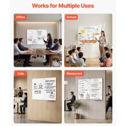 VEVOR Glass Dry Erase Board 2 Pack 35.4 x 23.6 in White Magnetic Whiteboard, Wall-Mounted, Frameless, Thick Tempered Glass, with Markers, Magnets and Eraser, for Office, School Classroom, Home Study