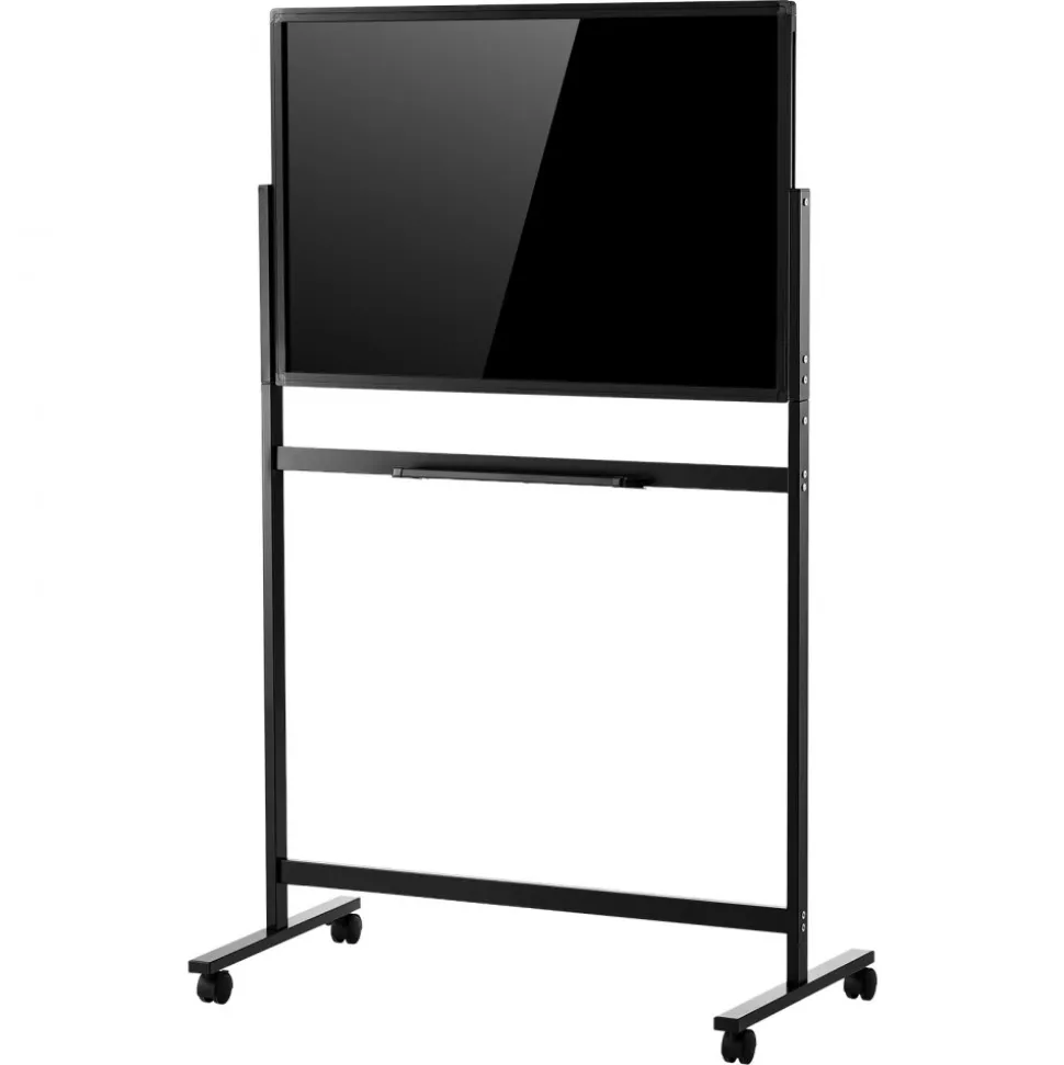 VEVOR Glass Dry Erase Board 35 x 23 in Magnetic Whiteboard with Base Black, Frameless, Mobile with Stand and Wheels, Includes Markers, Magnets and Eraser, for Office, School Classroom, and Home