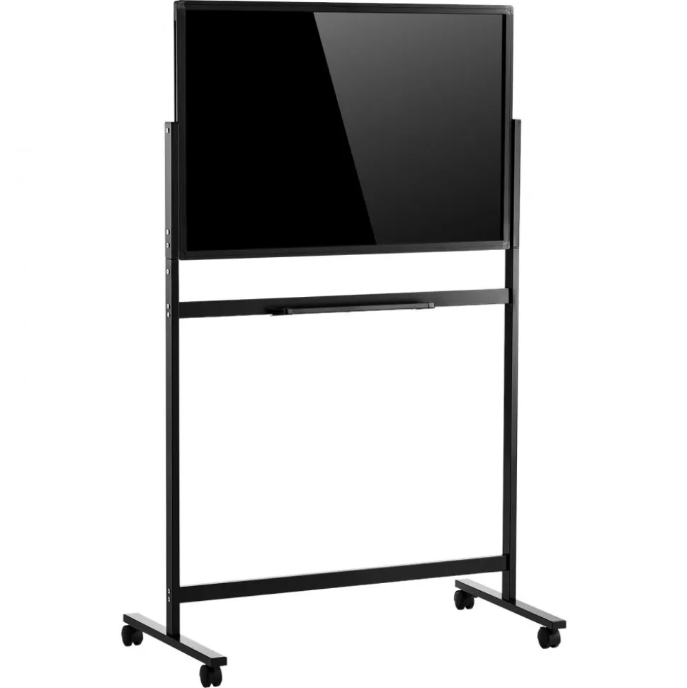 VEVOR Glass Dry Erase Board 35 x 23 in Magnetic Whiteboard with Base Black, Frameless, Mobile with Stand and Wheels, Includes Markers, Magnets and Eraser, for Office, School Classroom, and Home
