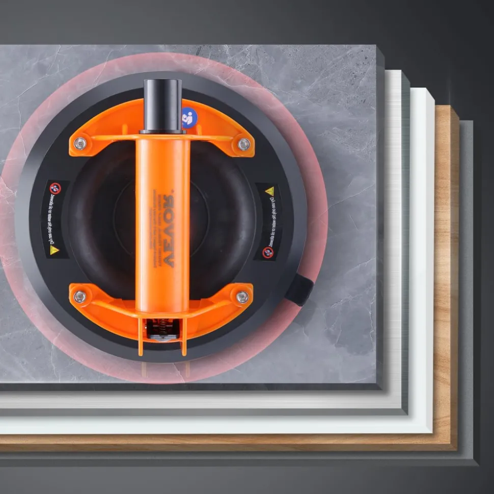 VEVOR Glass Suction Cup, 8" 615 lbs Load Capacity, Vacuum Suction Cup with ABS Handle and Carry Box, Heavy Duty Industrial Suction Cup Lifter Tool for Glass, Granite, Tile, Metal, Wood Panel Lifting