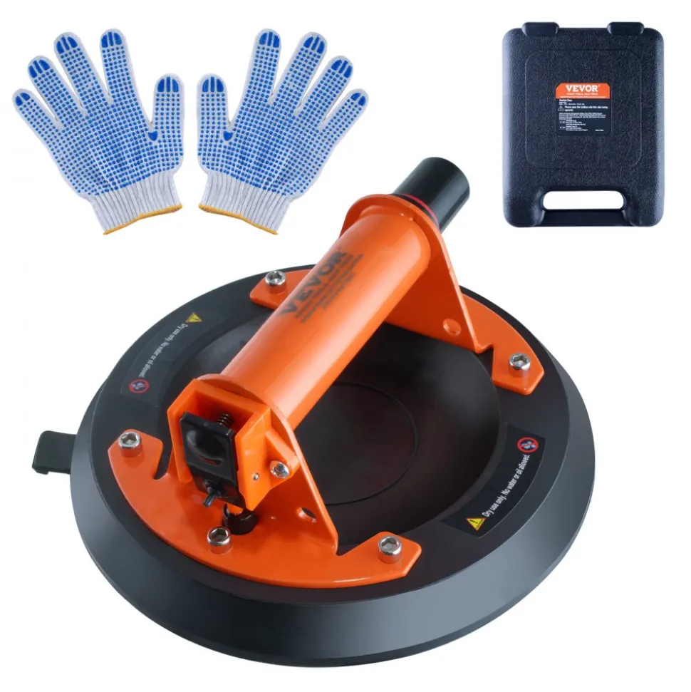 VEVOR Glass Suction Cup, 8" 615 lbs Load Capacity, Vacuum Suction Cup with ABS Handle and Carry Box, Heavy Duty Industrial Suction Cup Lifter Tool for Glass, Granite, Tile, Metal, Wood Panel Lifting