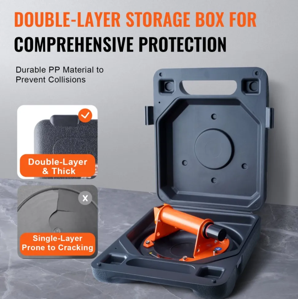 VEVOR Glass Suction Cup, 8" 615 lbs Load Capacity, Vacuum Suction Cup with ABS Handle and Carry Box, Heavy Duty Industrial Suction Cup Lifter Tool for Glass, Granite, Tile, Metal, Wood Panel Lifting