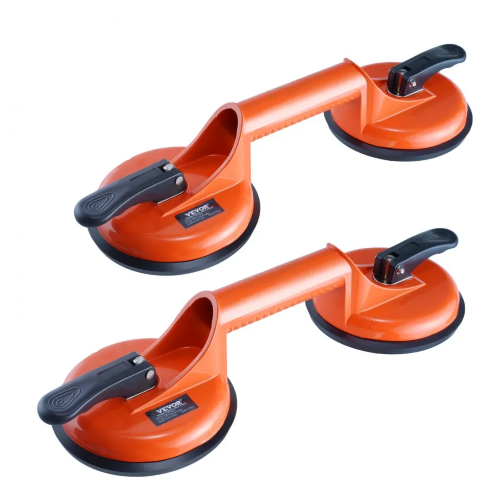 VEVOR Glass Suction Cup, 4.7" 2 Pack 330 lbs Load Capacity, Vacuum Suction Cup with Aluminum Handle, Heavy Duty Industrial Suction Cup Lifter Tool for Glass, Granite, Tile, Metal, Wood Panel Lifting