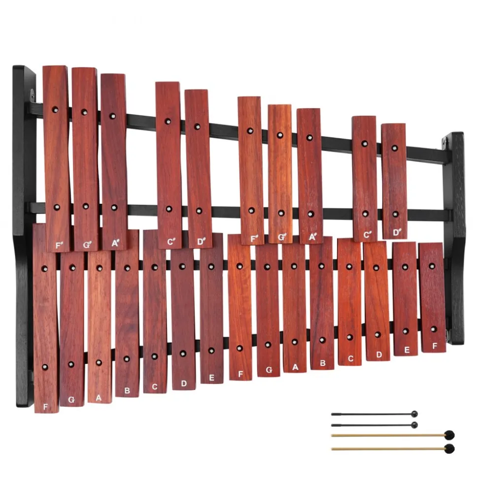 VEVOR Glockenspiel Xylophone, 25 Notes, Wooden Professional Xylophone Percussion Instrument, with 4 Mallets, Carrying Bag, Beginner Glockenspiel Musical Instrument Kit for Adults and Kids Students
