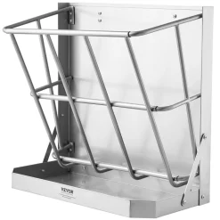 VEVOR Goat Hay Feeder, 21 Gallons Large Capacity, 2 in 1 Hay and Grain Feeder, Wall Mounted Livestock Feeder with Feed Tray, Multiple Sided Goat Hay Rack, Sturdy Steel Hay Rack for Sheep Horses