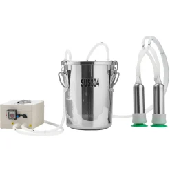VEVOR Goat Milking Machine, 1.8 Gal / 7 L Food-Grade Stainless Steel Bucket, 4 Teat Cups for Cows and Goats, with 8000 mAh Rechargeable Battery, Electric Pulsation Milking Machine Portable Milker