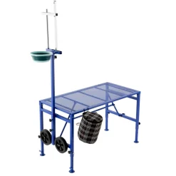 VEVOR Goat Milking Stand, 600 lbs Heavy Duty Foldable Goat Stand with Feed Bin & Wheels, Adjustable Headpiece & Tool Basket, Stanchion for Grooming & Hoof Trimming, Metal Livestock Platform for Sheep