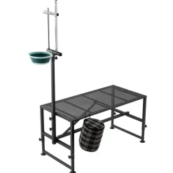 VEVOR Goat Milking Stand, 600 lbs Heavy Duty Goat Stand with Feed Bin, Adjustable Headpiece & Tool Basket, Stanchion for Grooming & Hoof Trimming, Metal Livestock Platform for Sheep, 47