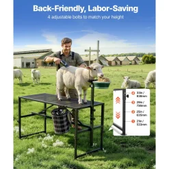 VEVOR Goat Milking Stand, 600 lbs Heavy Duty Goat Stand with Feed Bin, Adjustable Headpiece & Tool Basket, Stanchion for Grooming & Hoof Trimming, Metal Livestock Platform for Sheep, 51