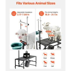 VEVOR Goat Milking Stand, 600 lbs Heavy Duty Goat Stand with Feed Bin, Adjustable Headpiece & Tool Basket, Stanchion for Grooming & Hoof Trimming, Metal Livestock Platform for Sheep, 51