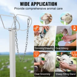 VEVOR Goat & Sheep Stand, 47x23 inch Livestock Stand, Metal Livestock Milking and Shearing Stand 21