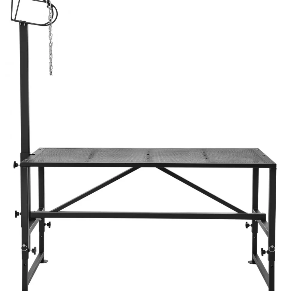 VEVOR Goat & Sheep Stand, 47x23 inch Livestock Stand, Metal Livestock Milking and Shearing Stand 21" to 33" Adjustable Height, with Headpiece and Nose Loop, 500lbs Loading Weight, Black