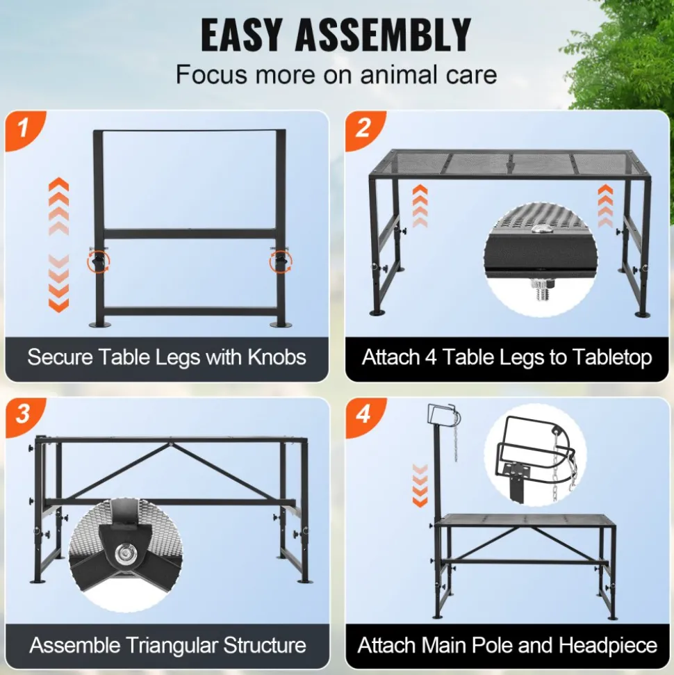 VEVOR Goat & Sheep Stand, 47x23 inch Livestock Stand, Metal Livestock Milking and Shearing Stand 21" to 33" Adjustable Height, with Headpiece and Nose Loop, 500lbs Loading Weight, Black
