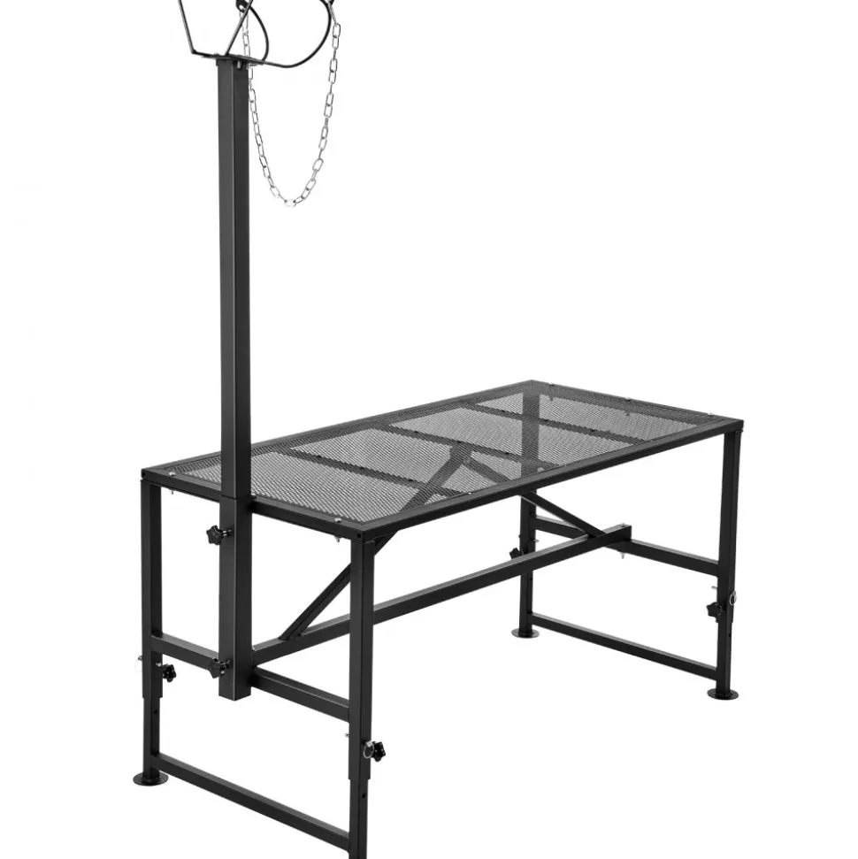 VEVOR Goat & Sheep Stand, 51x23 inch Livestock Stand, Metal Livestock Milking and Shearing Stand 21" to 33" Adjustable Height, with Headpiece and Nose Loop, 500lbs Loading Weight, Black