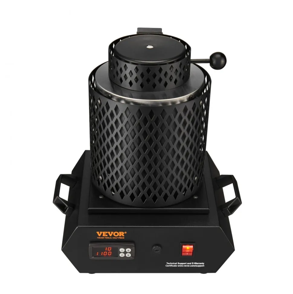 VEVOR Gold Melting Furnace, 1350W, 2102 ℉ Max Temperature, Digital Electric Melting Furnace with 1 kg and 3 kg Ceramic Crucibles, Crucible Tongs, and Gloves, for Gold, Silver, Aluminum, Copper