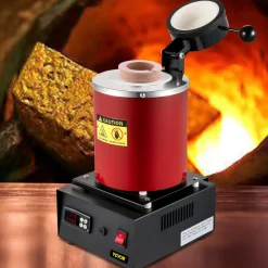 VEVOR Gold Melting Furnace, 1350W, 2102 ℉ Max Temperature, 3 kg Digital Electric Melting Furnace, with 1 kg and 3 kg Ceramic Crucible and Ingot Die for Processing of Gold, Silver, Aluminum, Copper