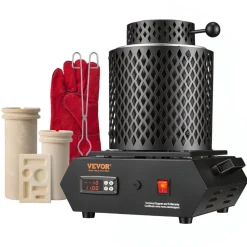VEVOR Gold Melting Furnace, 1350W, 2102 ℉, PID Digital Electric Melting Furnace with 1 kg and 3 kg Ceramic Crucibles, Insulated Gloves, Crucible Tongs and Tray, for Gold, Silver, Aluminum, Copper