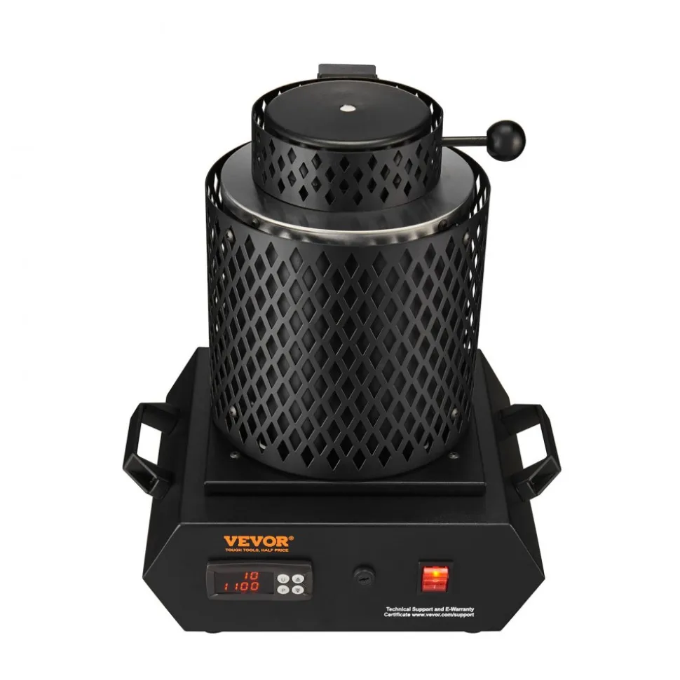 VEVOR Gold Melting Furnace, 1350W, 2102 ℉, PID Digital Electric Melting Furnace with 1 kg and 3 kg Ceramic Crucibles, Insulated Gloves, Crucible Tongs and Tray, for Gold, Silver, Aluminum, Copper