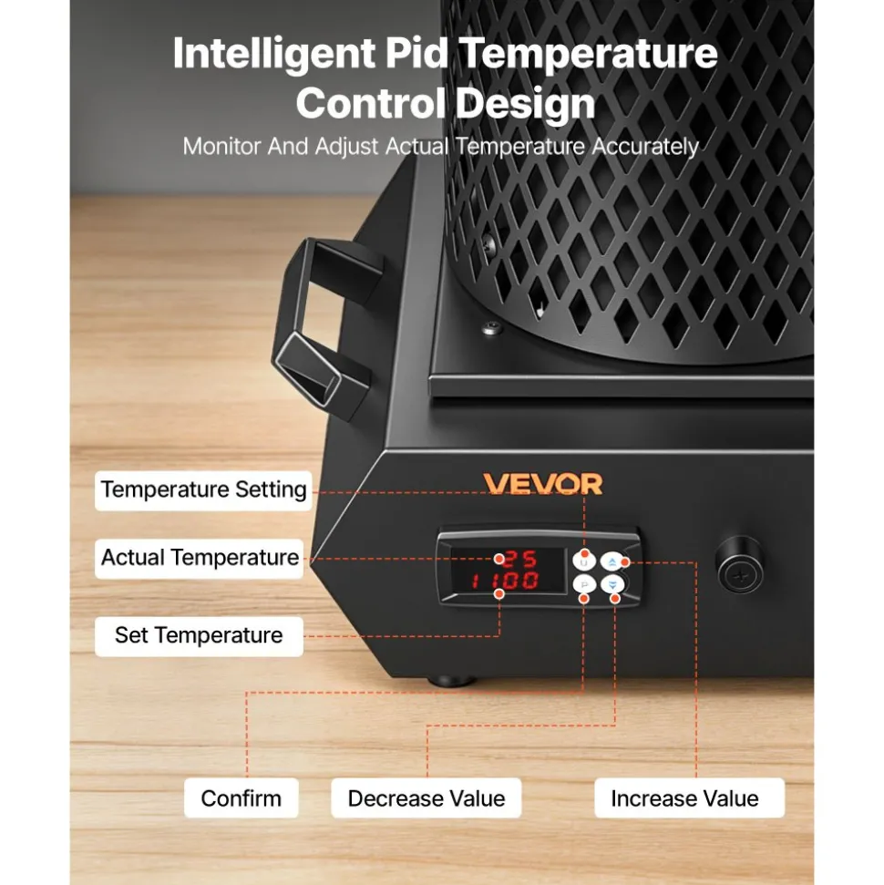 VEVOR Gold Melting Furnace, 1350W, 2102 ℉, PID Digital Electric Melting Furnace with 1 kg and 3 kg Ceramic Crucibles, Insulated Gloves, Crucible Tongs and Tray, for Gold, Silver, Aluminum, Copper