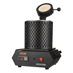 VEVOR Gold Melting Furnace, 1350W, 2102 ℉, PID Digital Electric Melting Furnace with 1 kg and 3 kg Ceramic Crucibles, Insulated Gloves, Crucible Tongs and Tray, for Gold, Silver, Aluminum, Copper