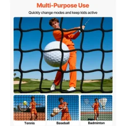 VEVOR Golf Batting Cage, 10 x 10 x 10 FT Golf Cage, Driving Hitting Cages with 3-Ply Knotless Polyester, Golfs Target & 9-Hole Baseball Target, Golfs Hitting Net for Indoor, Outdoor, Backyard