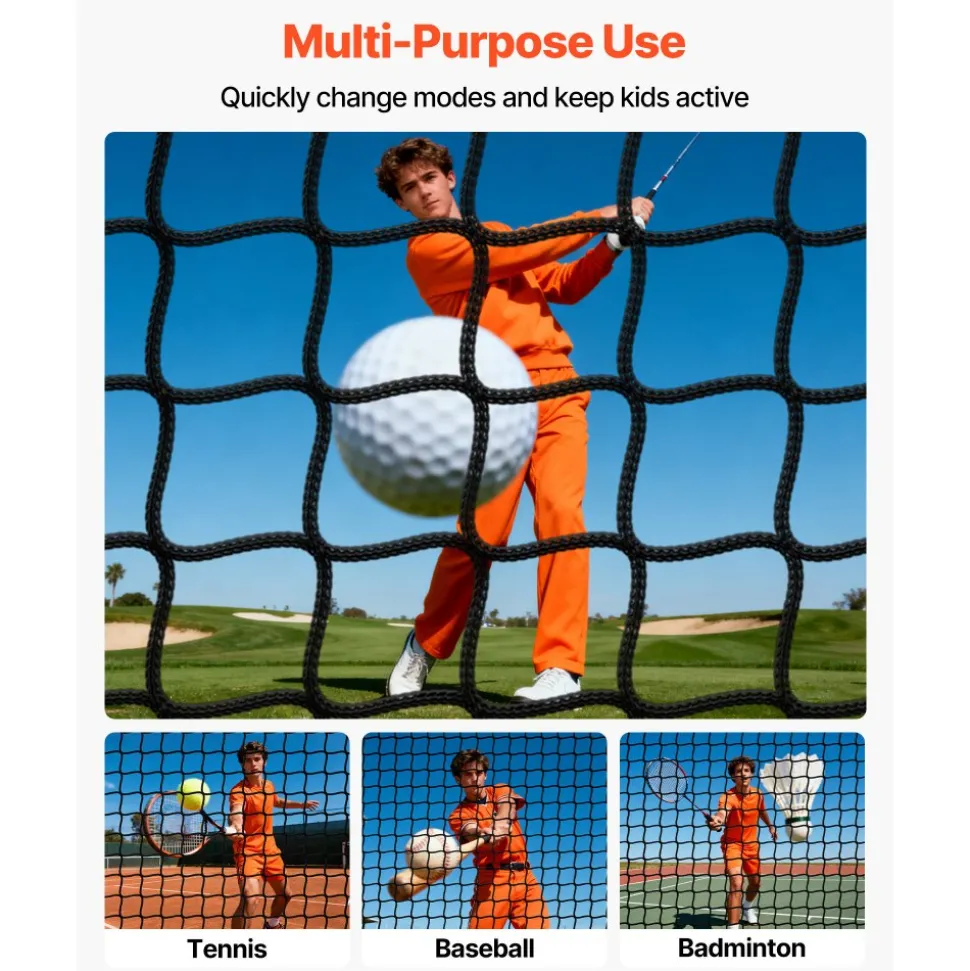 VEVOR Golf Batting Cage, 10 x 10 x 10 FT Golf Cage, Driving Hitting Cages with 3-Ply Knotless Polyester, Golfs Target & 9-Hole Baseball Target, Golfs Hitting Net for Indoor, Outdoor, Backyard