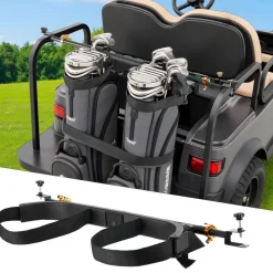 VEVOR Golf Cart Bag Holder, 53.9 x 7.7 x 2.4 Inch, Compatible with Most 2+2 Golf Cart Rear Seat with 1.2-Inch Square Tubes, Adjustable Rear Seat Carts Club Holder with Strap, No Drilling Required