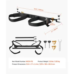 VEVOR Golf Cart Bag Holder, 53.9 x 7.7 x 2.4 Inch, Compatible with Most 2+2 Golf Cart Rear Seat with 1.2-Inch Square Tubes, Adjustable Rear Seat Carts Club Holder with Strap, No Drilling Required