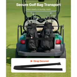 VEVOR Golf Cart Bag Holder, 53.9 x 7.7 x 2.4 Inch, Compatible with Most 2+2 Golf Cart Rear Seat with 1.2-Inch Square Tubes, Adjustable Rear Seat Carts Club Holder with Strap, No Drilling Required