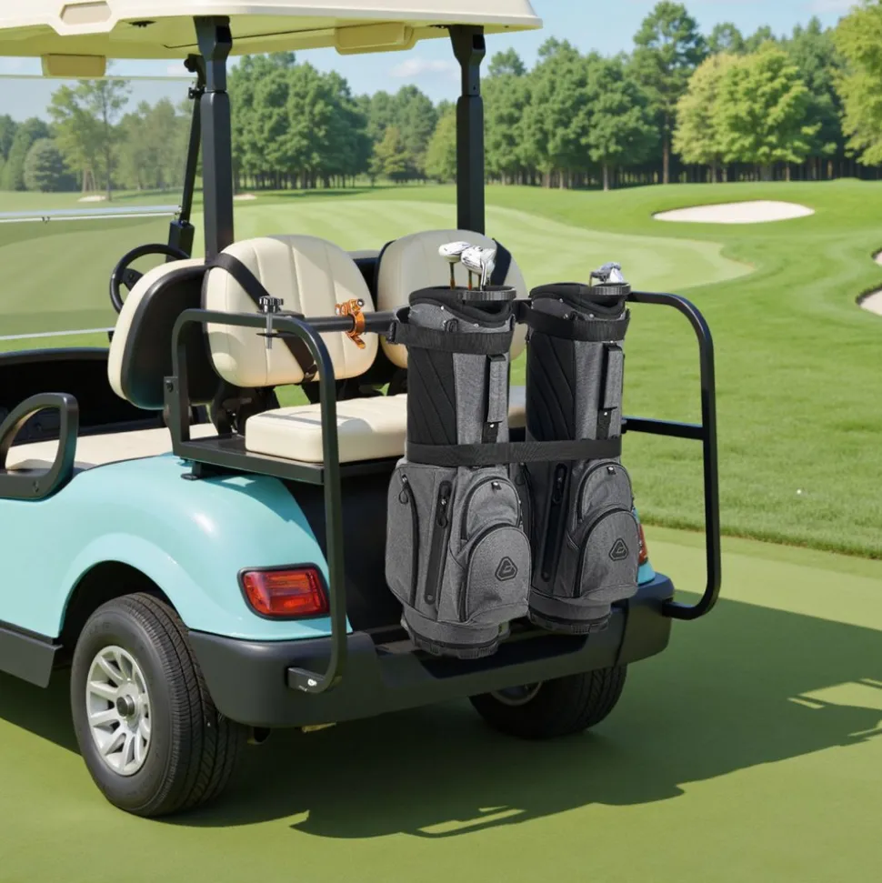 VEVOR Golf Cart Bag Holder, 53.9 x 7.7 x 2.4 Inch, Compatible with Most 2+2 Golf Cart Rear Seat with 1.2-Inch Square Tubes, Adjustable Rear Seat Carts Club Holder with Strap, No Drilling Required