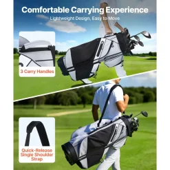 VEVOR Golf Cart Bag, 14 Way Top Divider Organizer, 2-in-1 Golf Club Bag with Full-length Divider, Dual Shoulder Straps, Support Legs, Rain Hood, Storage Pockets, Lightweight Polyester for Men & Women