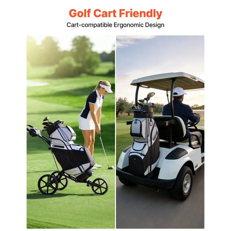 VEVOR Golf Cart Bag, 14 Way Top Divider Organizer, 2-in-1 Golf Club Bag with Full-length Divider, Dual Shoulder Straps, Support Legs, Rain Hood, Storage Pockets, Lightweight Polyester for Men & Women
