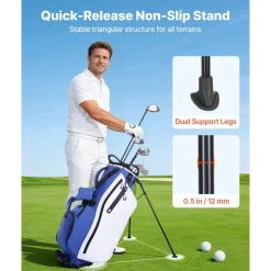 VEVOR Golf Cart Bag, 15 Way Top Divider Organizer, Golf Club Bag with Full-length Divider, Storage Pockets, Ergonomic Shoulder Strap, Rain Hood, Smooth Zippers, Lightweight Polyester for Men & Women