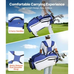 VEVOR Golf Cart Bag, 15 Way Top Divider Organizer, Golf Club Bag with Full-length Divider, Storage Pockets, Ergonomic Shoulder Strap, Rain Hood, Smooth Zippers, Lightweight Polyester for Men & Women