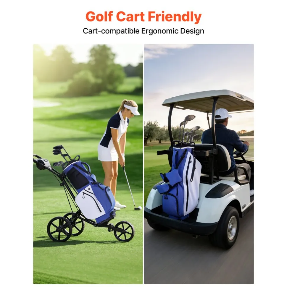 VEVOR Golf Cart Bag, 15 Way Top Divider Organizer, Golf Club Bag with Full-length Divider, Storage Pockets, Ergonomic Shoulder Strap, Rain Hood, Smooth Zippers, Lightweight Polyester for Men & Women