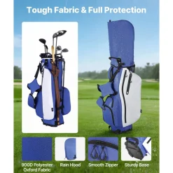 VEVOR Golf Cart Bag, 15 Way Top Divider Organizer, Golf Club Bag with Full-length Divider, Storage Pockets, Ergonomic Shoulder Strap, Rain Hood, Smooth Zippers, Lightweight Polyester for Men & Women