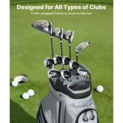 VEVOR Golf Cart Bag, 15 Way Top Divider Organizer, Golf Club Bag with Full-length Divider, Rain Hood, Storage Pockets, Shoulder Strap, High-Strength Polyester, Silicone Head Protection for Men & Women